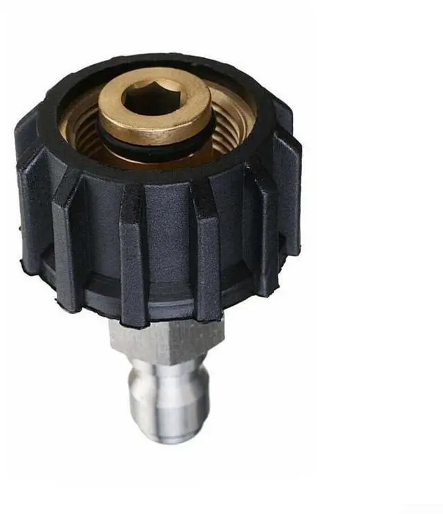 Main image of Quick Connect Male to M22 14 15 mm Female Pressure Washer Adapter 1/4 3/8 Inch for High Pressure Washer Parts Hose Fittings Silver and Black(3/8 QD male to M22 14mm female)