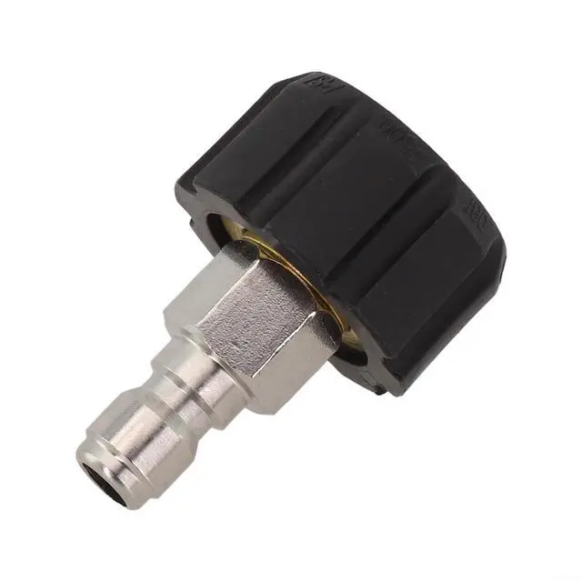 Alt view image 4 of 7 - Quick Connect Male to M22 14 15 mm Female Pressure Washer Adapter 1/4 3/8 Inch for High Pressure Washer Parts Hose Fittings Silver and Black(1/4 QD male to M22 15mm female)