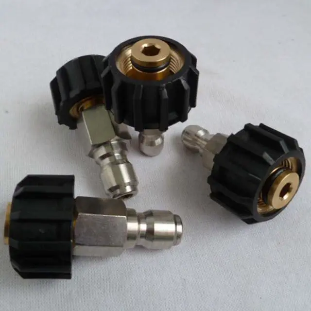 Alt view image 3 of 6 - Quick Connect Male to M22 14 15 mm Female Pressure Washer Adapter 1/4 3/8 Inch for High Pressure Washer Parts Hose Fittings Silver and Black(3/8 QD male to M22 14mm female)