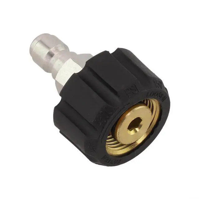 Alt view image 5 of 7 - Quick Connect Male to M22 14 15 mm Female Pressure Washer Adapter 1/4 3/8 Inch for High Pressure Washer Parts Hose Fittings Silver and Black(1/4 QD male to M22 15mm female)