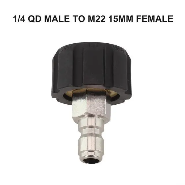 Alt view image 7 of 7 - Quick Connect Male to M22 14 15 mm Female Pressure Washer Adapter 1/4 3/8 Inch for High Pressure Washer Parts Hose Fittings Silver and Black(1/4 QD male to M22 15mm female)
