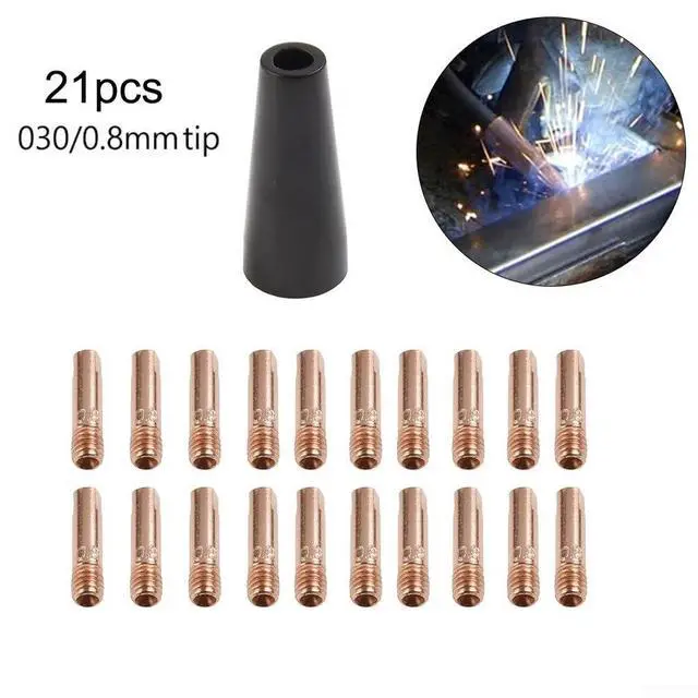 Alt view image 4 of 7 - 21PCS MIG Welder Nozzle Tips For Easy-Flux 125 Amp Welder Models 56355 And 56359, 0.035 in/0.9 mm And 0.030 in/0.8 mm Inner Aperture, Gasless Welding Torch Parts(030)