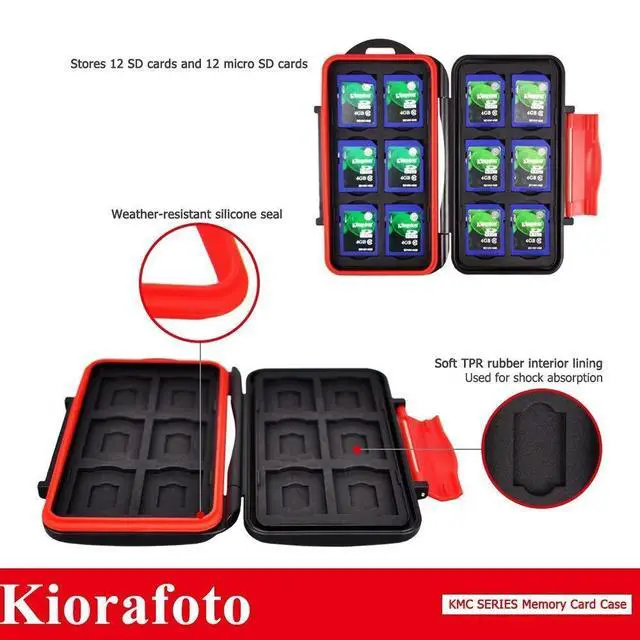 Alt view image 3 of 7 - Water-Resistant Memory Card Case + 120 Count Card Labels: Camera Memory Card Holder with Memory Card Labels for 12 SD Cards & 12 Micro SD Cards
