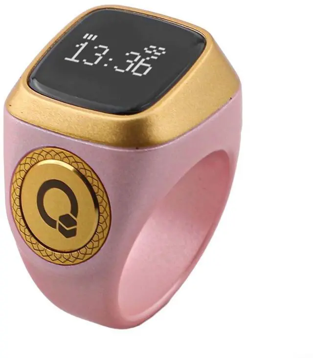 Main image of IQibla Smart Ring Counter for Zikr & Prayer Times with OLED Display, Waterproof Digital Tasbih Counter with Vibration Reminder for Muslims, for iOS & for Android App, 40mAh 3-Day Battery(20mm Pink)