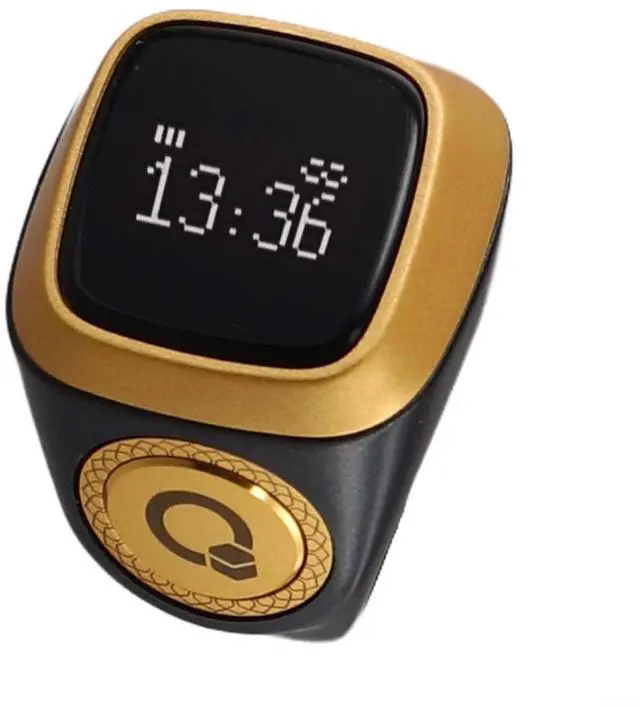 Main image of IQibla Smart Ring Counter for Zikr & Prayer Times with OLED Display, Waterproof Digital Tasbih Counter with Vibration Reminder for Muslims, for iOS & for Android App, 40mAh 3-Day Battery(20mm Black)