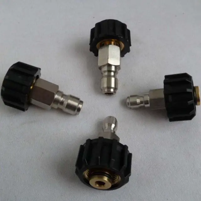 Alt view image 5 of 6 - Quick Connect Male to M22 14 15 mm Female Pressure Washer Adapter 1/4 3/8 Inch for High Pressure Washer Parts Hose Fittings Silver and Black(3/8 QD male to M22 14mm female)