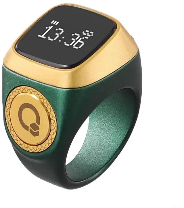 Main image of IQibla Smart Ring Counter for Zikr & Prayer Times with OLED Display, Waterproof Digital Tasbih Counter with Vibration Reminder for Muslims, for iOS & for Android App, 40mAh 3-Day Battery(20mm Green)