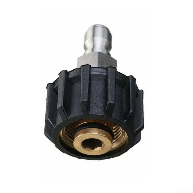 Alt view image 6 of 6 - Quick Connect Male to M22 14 15 mm Female Pressure Washer Adapter 1/4 3/8 Inch for High Pressure Washer Parts Hose Fittings Silver and Black(3/8 QD male to M22 14mm female)