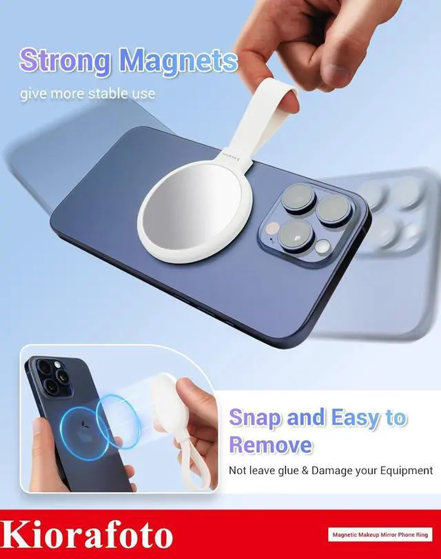 Alt view image 2 of 7 - Plane Style + Plane Style with GripMagnetic Selfie Mirror for Back Camera with Phone Grip + 2.2" Round Plane Flat Magnetic Selfie Mirror