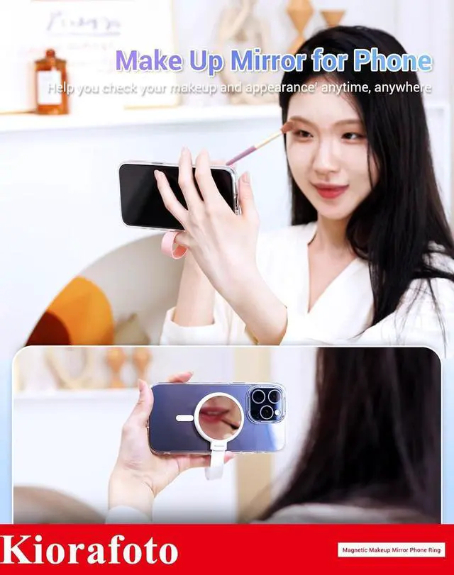 Alt view image 4 of 7 - Plane Style + Plane Style with GripMagnetic Selfie Mirror for Back Camera with Phone Grip + 2.2" Round Plane Flat Magnetic Selfie Mirror