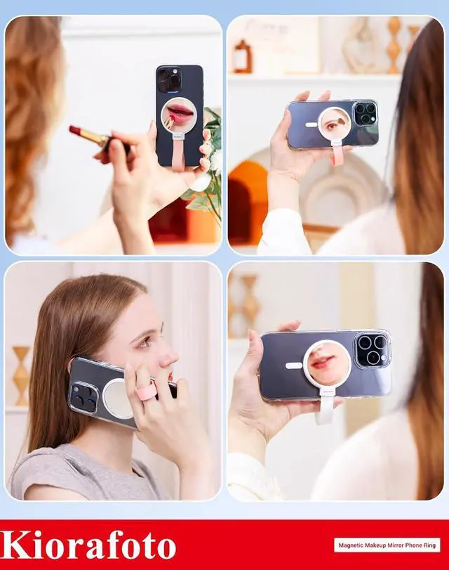 Alt view image 5 of 7 - Plane Style + Plane Style with GripMagnetic Selfie Mirror for Back Camera with Phone Grip + 2.2" Round Plane Flat Magnetic Selfie Mirror