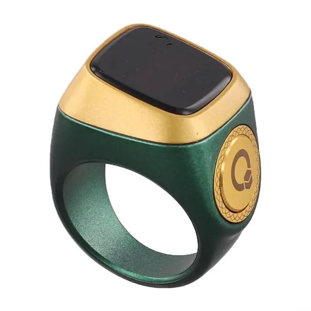 Alt view image 2 of 4 - IQibla Smart Ring Counter for Zikr & Prayer Times with OLED Display, Waterproof Digital Tasbih Counter with Vibration Reminder for Muslims, for iOS & for Android App, 40mAh 3-Day Battery(20mm Green)