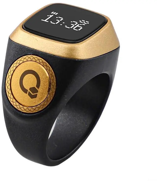 Main image of IQibla Smart Ring Counter for Zikr & Prayer Times with OLED Display, Waterproof Digital Tasbih Counter with Vibration Reminder for Muslims, for iOS & for Android App, 40mAh 3-Day Battery(22mm Black)