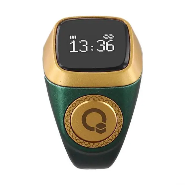 Alt view image 4 of 4 - IQibla Smart Ring Counter for Zikr & Prayer Times with OLED Display, Waterproof Digital Tasbih Counter with Vibration Reminder for Muslims, for iOS & for Android App, 40mAh 3-Day Battery(20mm Green)