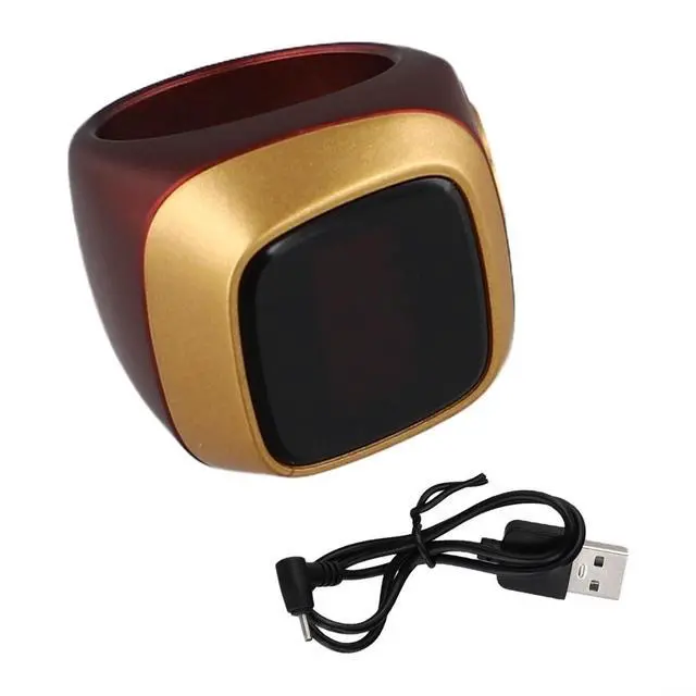 Alt view image 3 of 4 - IQibla Smart Ring Counter for Zikr & Prayer Times with OLED Display, Waterproof Digital Tasbih Counter with Vibration Reminder for Muslims, for iOS & for Android App, 40mAh 3-Day Battery(18mm Curry)