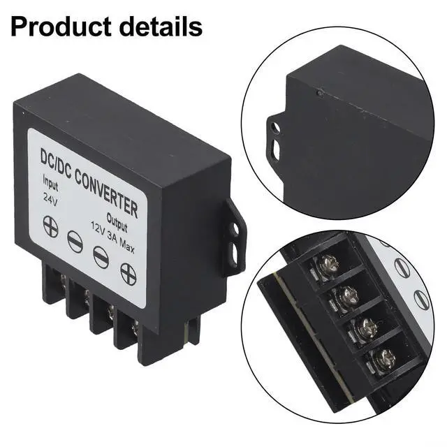 Alt view image 5 of 7 - DC-DC Step Down Converter For Automotive/Solar/LED Lighting/Electronics, 24V To 12V 3A Voltage Regulator, IP65 Waterproof DC Power Supply