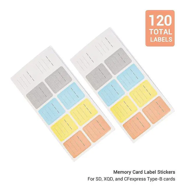 Alt view image 3 of 7 - 120 Count Labels + Memory Card Case: Removable Labels with 36 Slots Memory Card Holder for 12 SD SDHC SDXC + 24 TF MSD MicroSD MicroSDHC MicroSDXC