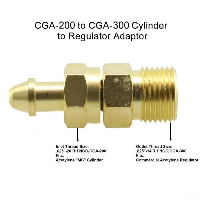 Alt view image 2 of 6 - Acetylene Gas Adapter, CGA-200 For MC Tanks, CGA-520 For B Tanks, CGA-510 And CGA-300 For Larger Setups, Brass Welding Connector, Torch Regulator Adapter(CGA-200 to CGA-300)