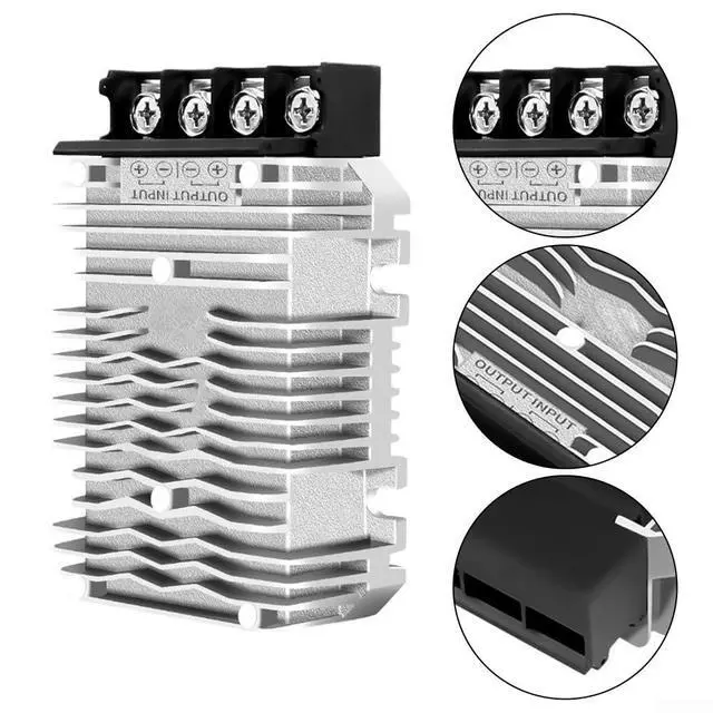 Alt view image 7 of 7 - 24V to 12V 60A DC-DC Step Down Converter, 720W Power Supply Module, Aluminum Alloy Shell, IP67 Waterproof for Industrial Use, Silver(24V to 12V 60A 720W)