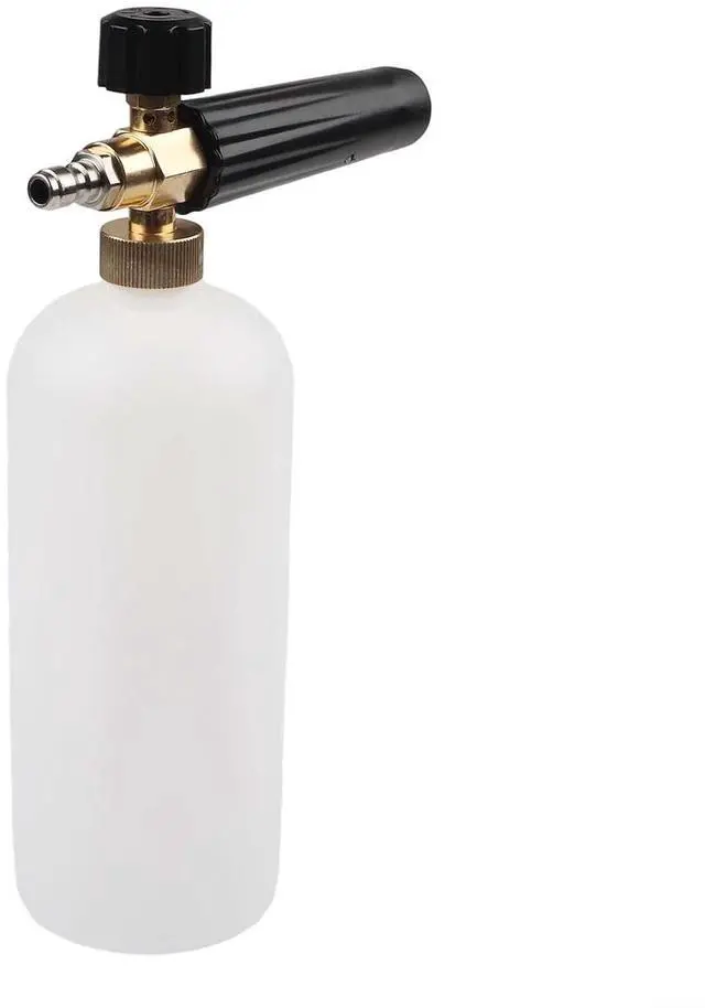 Main image of 1/4" Snow Foam Washer Pot with 1L Bottle for Pressure Washer Lance, Adjustable High Pressure Spray Jet for Car Wash Soap Application, Removes Particles Efficiently, White and Black Garden Tool