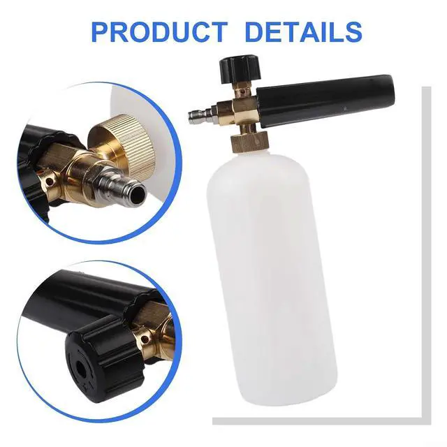Alt view image 3 of 7 - 1/4" Snow Foam Washer Pot with 1L Bottle for Pressure Washer Lance, Adjustable High Pressure Spray Jet for Car Wash Soap Application, Removes Particles Efficiently, White and Black Garden Tool