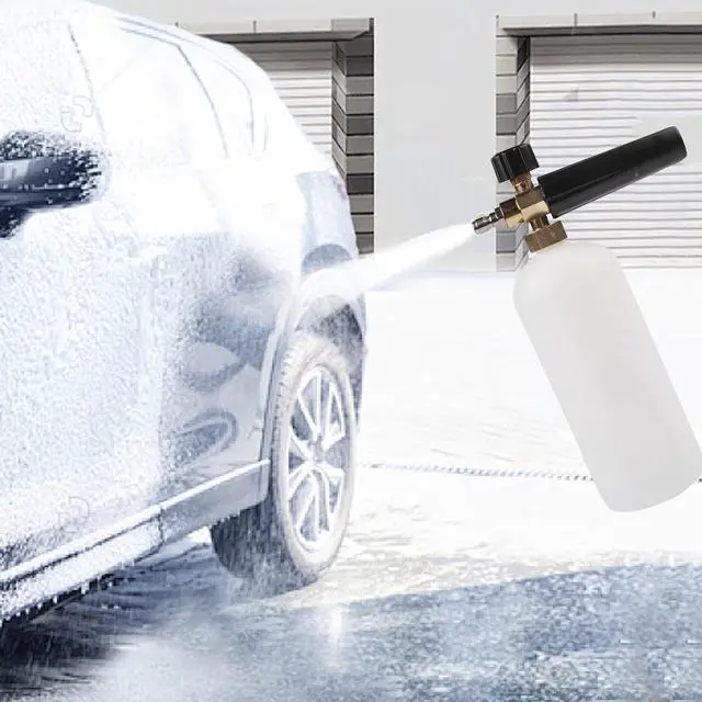 Alt view image 2 of 7 - 1/4" Snow Foam Washer Pot with 1L Bottle for Pressure Washer Lance, Adjustable High Pressure Spray Jet for Car Wash Soap Application, Removes Particles Efficiently, White and Black Garden Tool