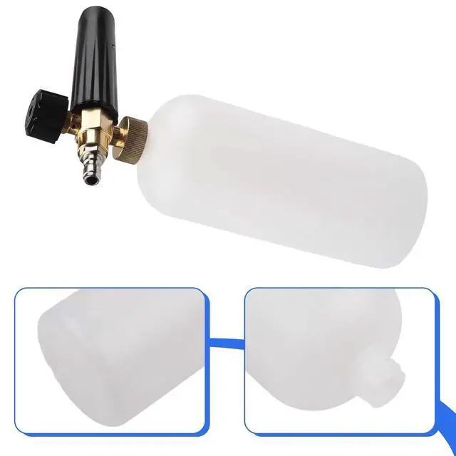 Alt view image 5 of 7 - 1/4" Snow Foam Washer Pot with 1L Bottle for Pressure Washer Lance, Adjustable High Pressure Spray Jet for Car Wash Soap Application, Removes Particles Efficiently, White and Black Garden Tool