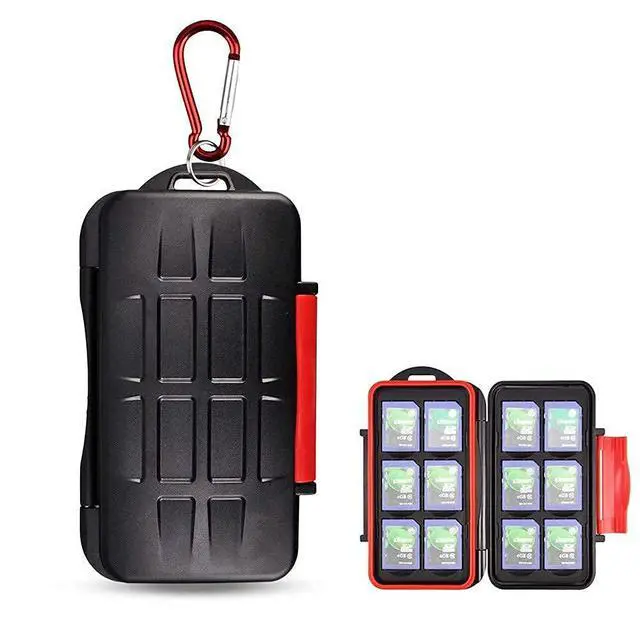 Alt view image 2 of 7 - 12 Slots Memory Card Case + 120 Count Card Labels: Water-Resistant Camera Memory Card Holder Organizer with Memory Card Labels for SD SDHC SDXC Card