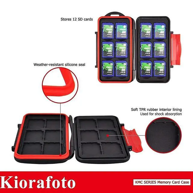 Alt view image 3 of 7 - 12 Slots Memory Card Case + 120 Count Card Labels: Water-Resistant Camera Memory Card Holder Organizer with Memory Card Labels for SD SDHC SDXC Card