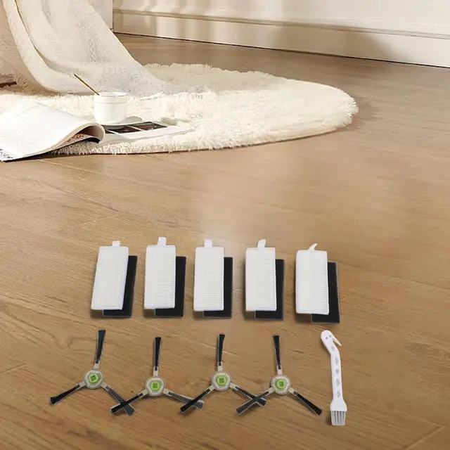 Alt view image 2 of 7 - For Lefant M1 M2 Robot Vacuum Side Brush Replacement Kit,5 Filters 4 Brushes 1 Cleaning Tool,Plastic ABS Parts for Deep Clean of Particles
