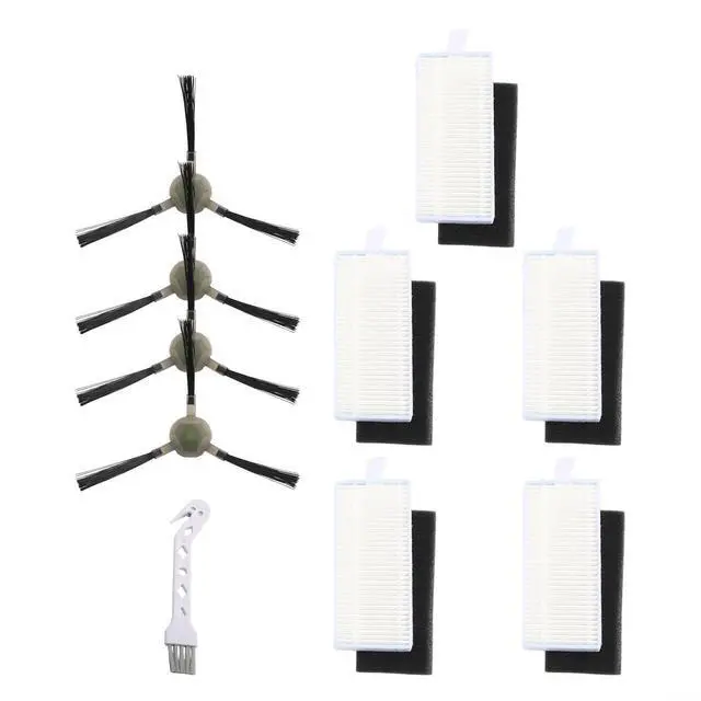 Alt view image 7 of 7 - For Lefant M1 M2 Robot Vacuum Side Brush Replacement Kit,5 Filters 4 Brushes 1 Cleaning Tool,Plastic ABS Parts for Deep Clean of Particles