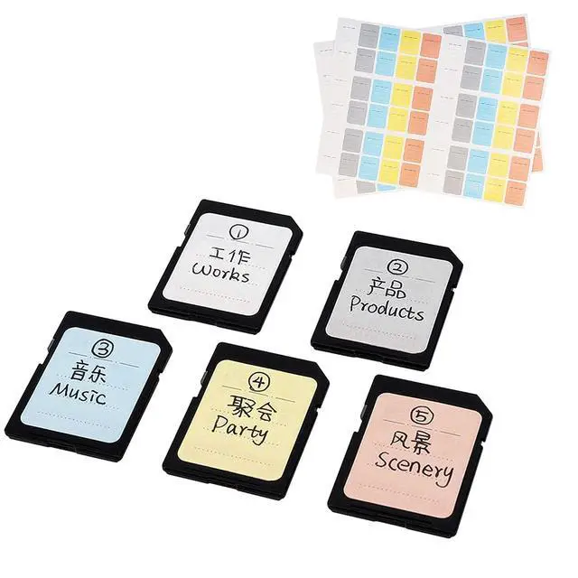 Alt view image 6 of 7 - 12 Slots Memory Card Case + 120 Count Card Labels: Water-Resistant Camera Memory Card Holder Organizer with Memory Card Labels for SD SDHC SDXC Card