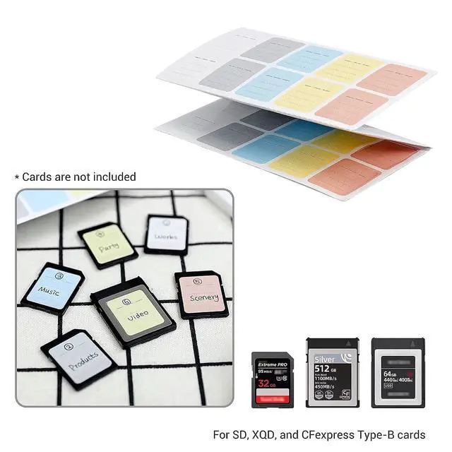 Alt view image 7 of 7 - 12 Slots Memory Card Case + 120 Count Card Labels: Water-Resistant Camera Memory Card Holder Organizer with Memory Card Labels for SD SDHC SDXC Card