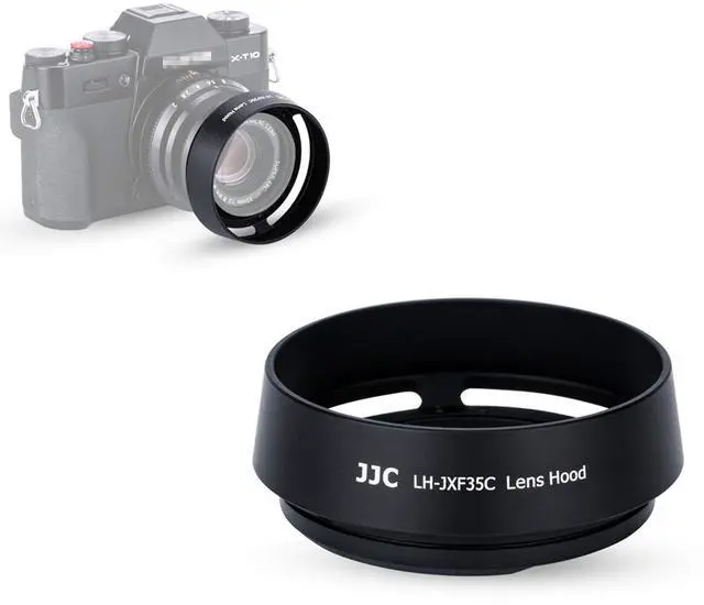 Main image of Bayonet Metal Lens Hood for Fujifilm Fujinon XC 35mm F2 & XF 35mm F2 & XF 23mm F2 R WR Lens on Camera X-S10 X-E4 X-T4 X-Pro3 X-Pro2 X-T3 X-T2 X-T30 X-T20 X-E3 X-T200 X-A7 Replaces Fuji LH-XF35-2 Black