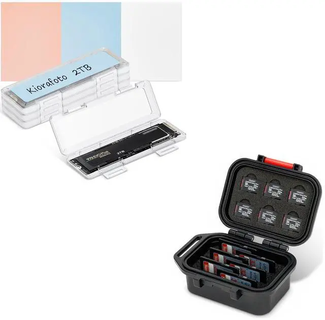 Main image of M.2 2280 Case + 12 Slots: 4 Pack Clear Plastic M.2 2280 Card Holder with 12 Slots Portable SD MicroSD Memory Card Case