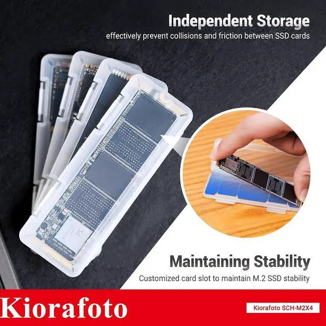 Alt view image 2 of 7 - M.2 2280 Case + 12 Slots: 4 Pack Clear Plastic M.2 2280 Card Holder with 12 Slots Portable SD MicroSD Memory Card Case