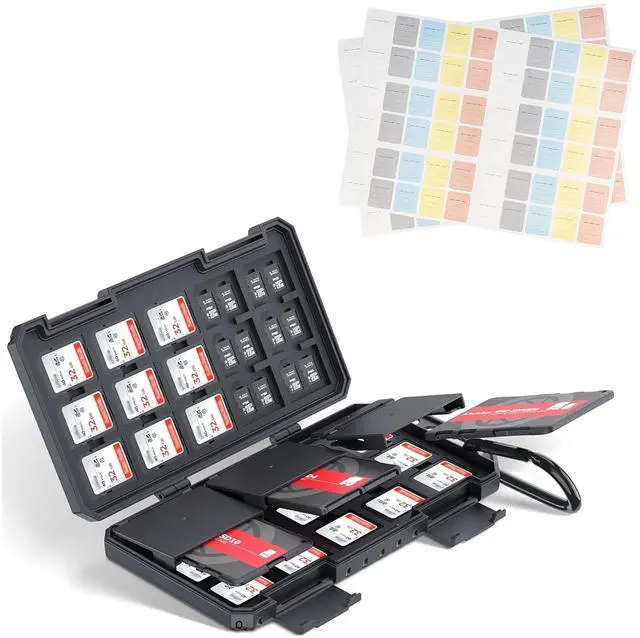 Main image of Memory Card Case + SD Card Label: for Storage SD SDXC SDHC & TF MSD Cards