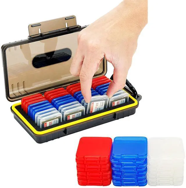 Main image of Big SD Card Case + Plastic Card CaseMemory Card Case Holder with 24 PCS Multi-Color Clear SD Card Case
