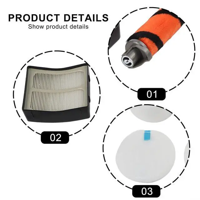 Alt view image 4 of 7 - Vacuum Filter Kit For Shark ZU701 With Soft Roller Brush,H12 Exhaust Filter,Foam And Felt Filters,Replacement Parts For XFF600/XHF600,1395FC831,6 Pieces