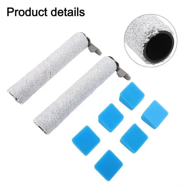 Alt view image 4 of 5 - Vacuum Accessories ED12 Pro, Plastic Nylon Roller Brush Replacement, Vacuum Sponge Filter, Household Cleaning Tool Parts, Furniture Lint Removal Attachment(8Pcs)