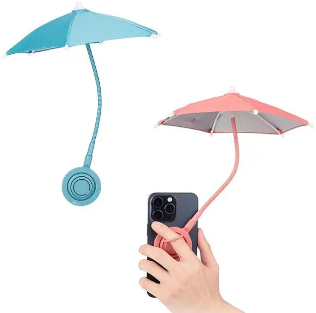 Main image of Blue + Pink2PCS Outdoor Phone Sun Shade Shield Magnetic Phone Umbrella for Sun
