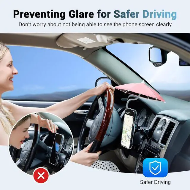 Alt view image 5 of 7 - 2PCS Car Phone Umbrella for Sun Dual Magnetic Cellphone Sunshade Shield