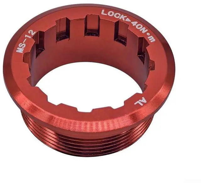 Main image of 2-Pack Bike Cassette Lockring for MicroSpline 12 Speed,CNC Aluminum Alloy Flywheel Cover with Anti-Slip Lines, Lightweight Rust-Proof, Black/Red/Golden (Red)