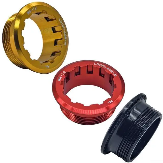 Alt view image 3 of 7 - 2-Pack Bike Cassette Lockring for MicroSpline 12 Speed,CNC Aluminum Alloy Flywheel Cover with Anti-Slip Lines, Lightweight Rust-Proof, Black/Red/Golden (Black)