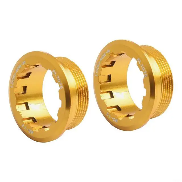 Alt view image 2 of 7 - 2-Pack Bike Cassette Lockring for MicroSpline 12 Speed,CNC Aluminum Alloy Flywheel Cover with Anti-Slip Lines, Lightweight Rust-Proof, Black/Red/Golden (Golden)