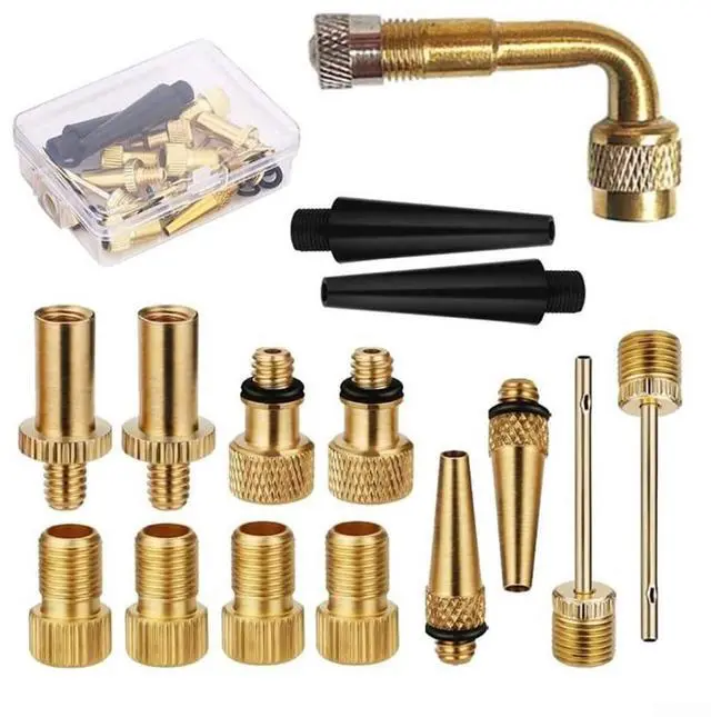 Main image of 15Pcs Bike Pump Adapter Set Copper SV DV AV Needle Valve Connector Kit For Bicycle Tires Balls With Storage Box
