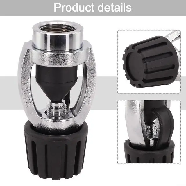 Alt view image 5 of 7 - DIN to for YOKE Adapter for Scuba Diving, Brass 1-Stage Regulator Converter with Dust Cap, Tool-Free Spin-On Design for DIN Tank Valve, Black