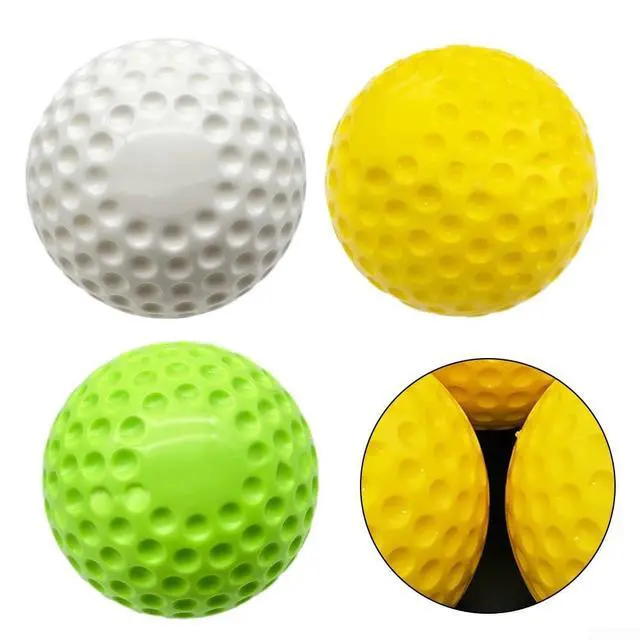 Alt view image 3 of 7 - Dimpled Baseball Softball for Pitching Machine, 9 or 12 Inch PU Training Ball for Batting Practice, High-Visibility Yellow White Green