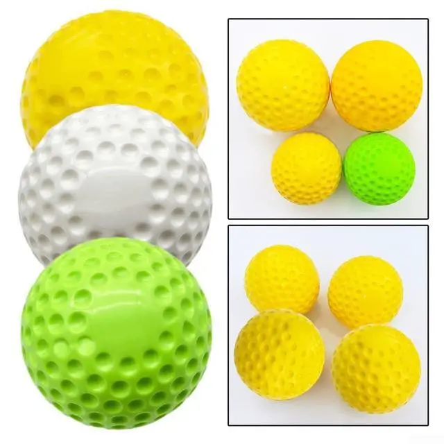 Alt view image 2 of 7 - Dimpled Baseball Softball for Pitching Machine, 9 or 12 Inch PU Training Ball for Batting Practice, High-Visibility Yellow White Green