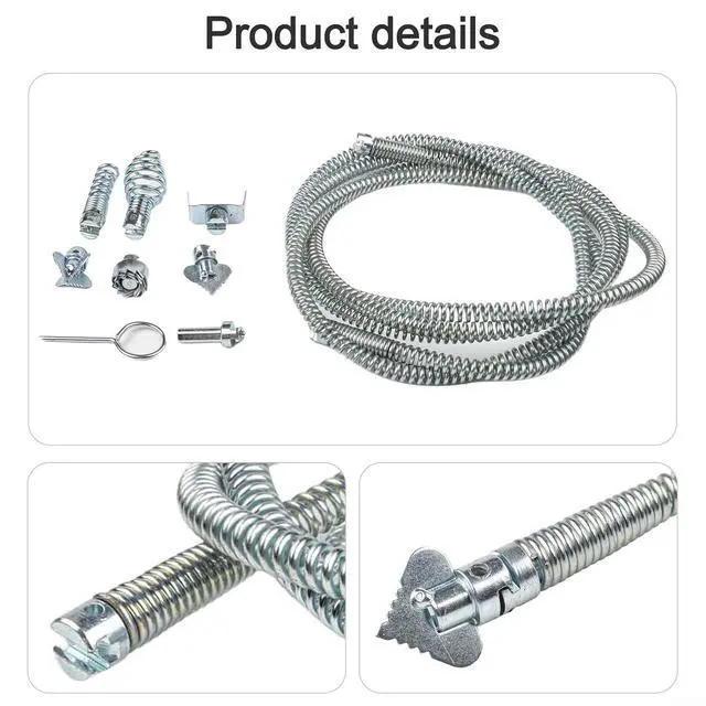 Alt view image 4 of 7 - Pipe Cleaning Spiral,12Mm Steel Drain Auger With 6 Cutters For Electric Pipe Cleaning Machine(A)